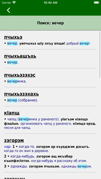 Ảnh chụp màn hình của Adyghe Dictionary