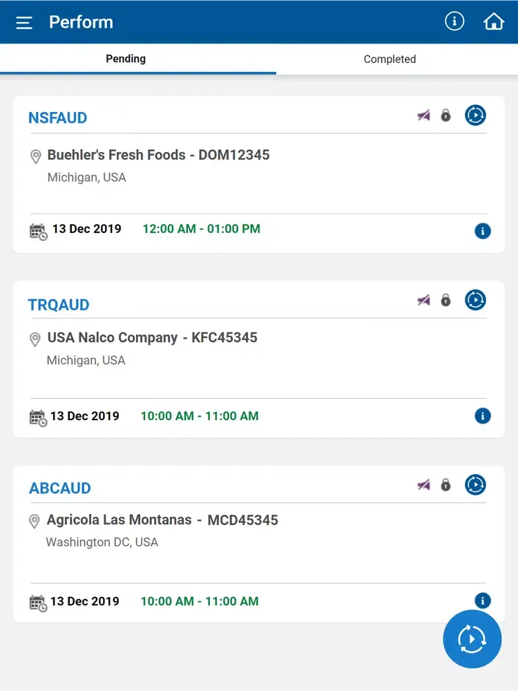 ภาพหน้าจอของ NSF Mobile Audit iPad 