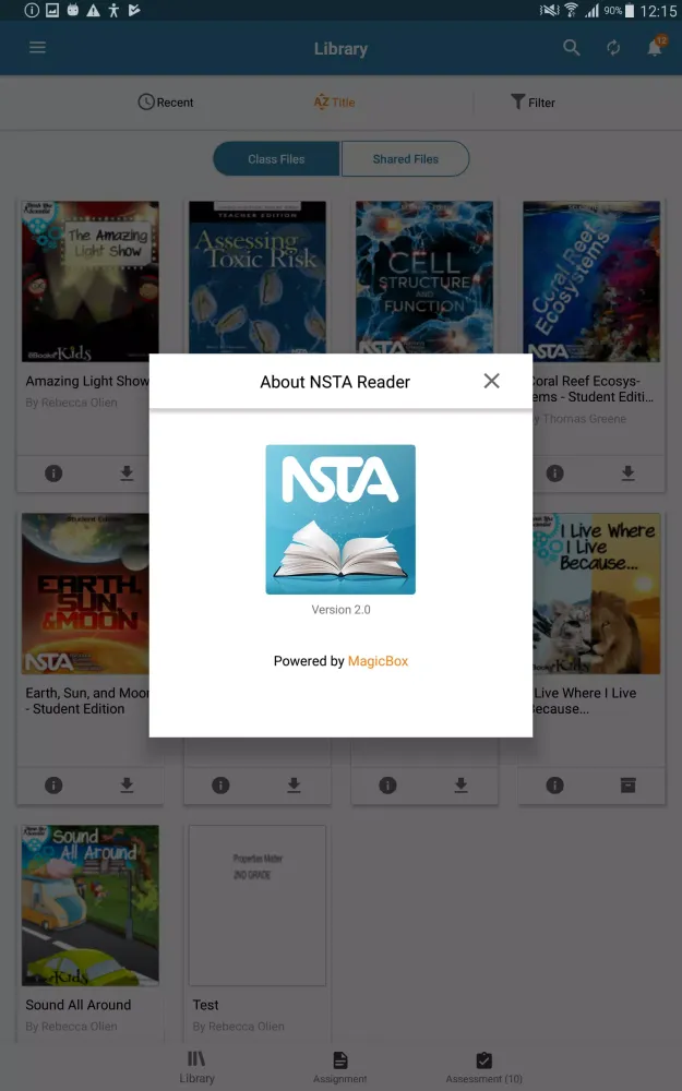 Capturas de tela do NSTA Reader