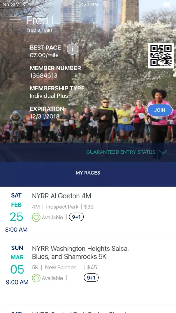 NYRR App স্ক্রিনশট
