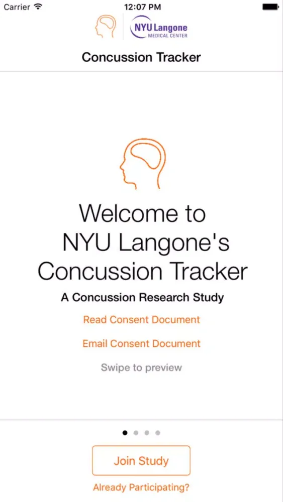 Capturas de tela do Concussion Tracker