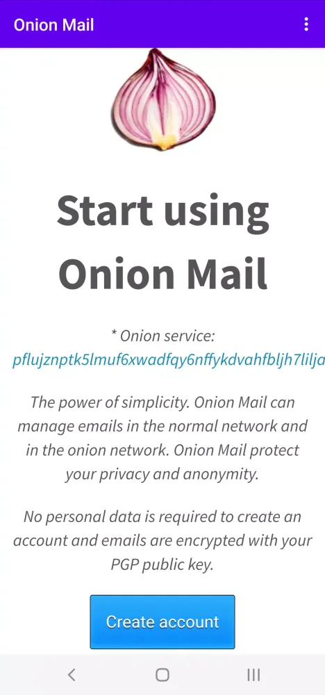 Capturas de pantalla de Onion Mail