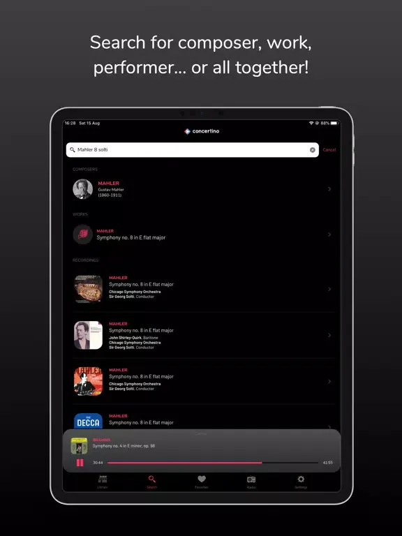 Ảnh chụp màn hình của Concertino iPad 