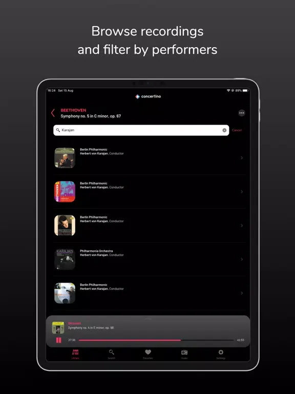Ảnh chụp màn hình của Concertino iPad 