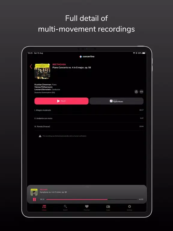 Ảnh chụp màn hình của Concertino iPad 