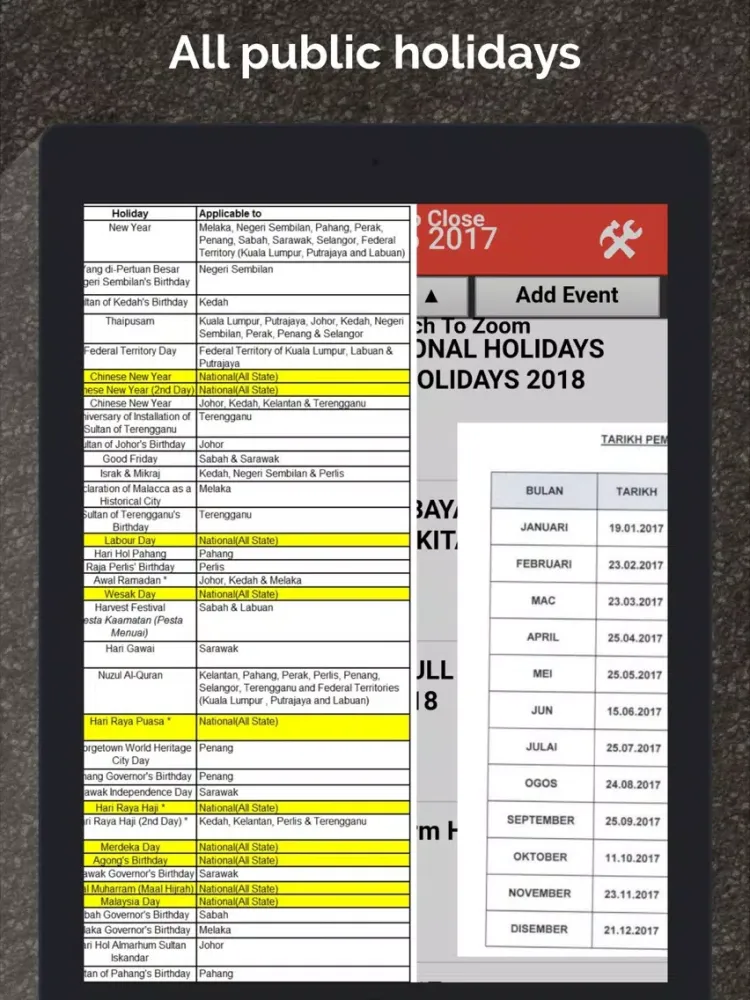 Malaysia Calendar Horse Lunar iPad 应用截图