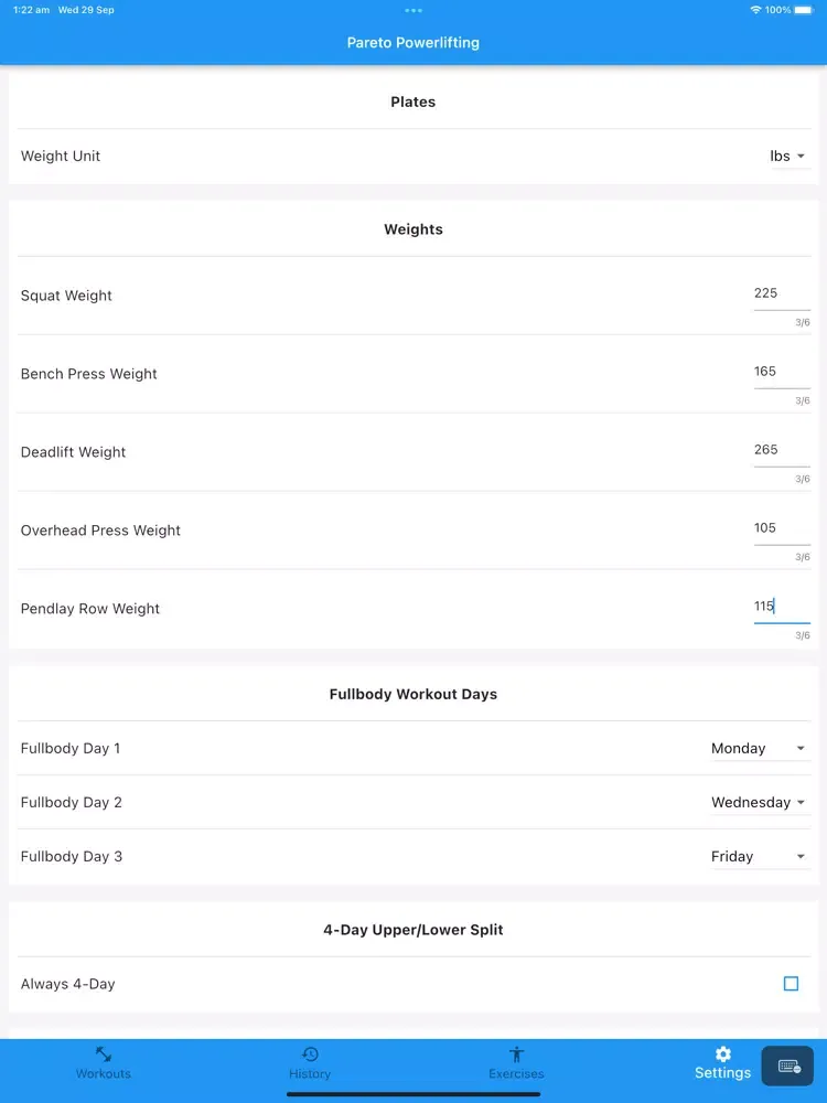 Pareto Powerlifting iPad  Screenshots