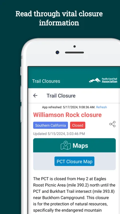 Pacific Crest Trail Closures স্ক্রিনশট