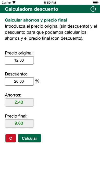 Captures d'écran de Calculadora descuento