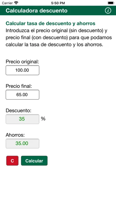 Captures d'écran de Calculadora descuento