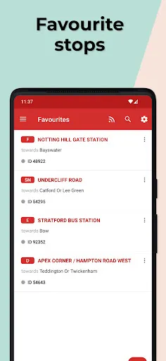 ภาพหน้าจอของ London Bus Times TfL Countdown