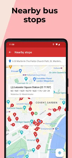 ภาพหน้าจอของ London Bus Times TfL Countdown