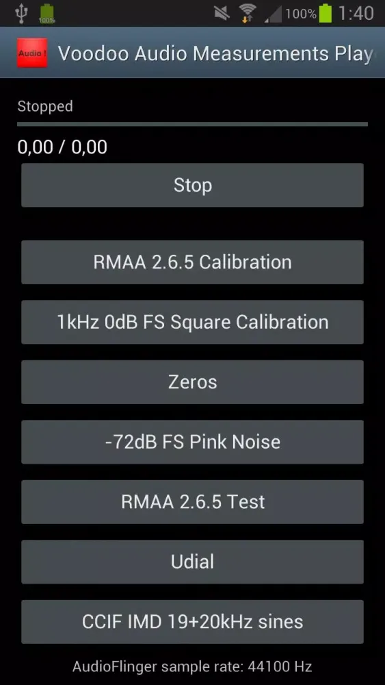 Zrzuty ekranu Voodoo Audio Measurements Player