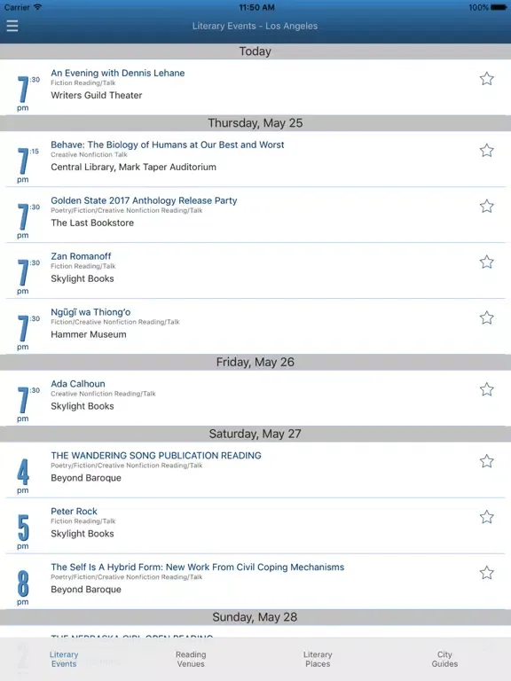 Capturas de tela do Poets & Writers Local iPad 