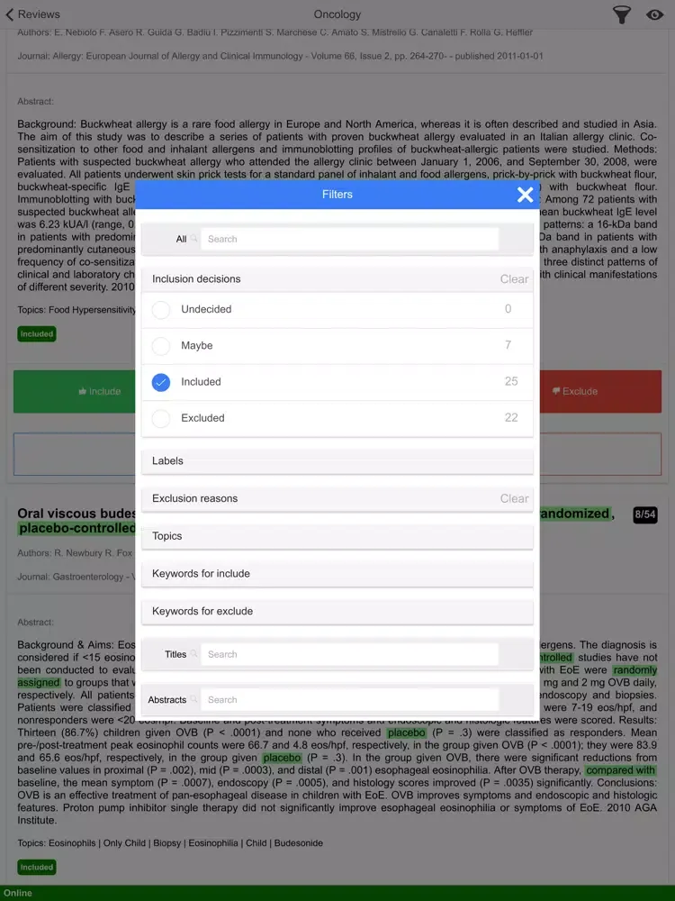 Rayyan QCRI iPad  স্ক্রিনশট