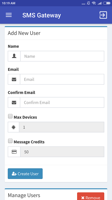 SMS Gatewayzrzuty ekranu aplikacji2