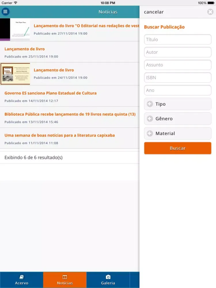 Скриншоты BPES - Biblioteca Pública do Espírito Santo iPad 