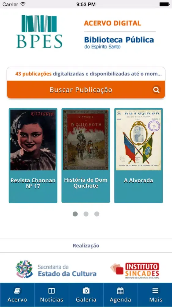 Скриншоты BPES - Biblioteca Pública do Espírito Santo