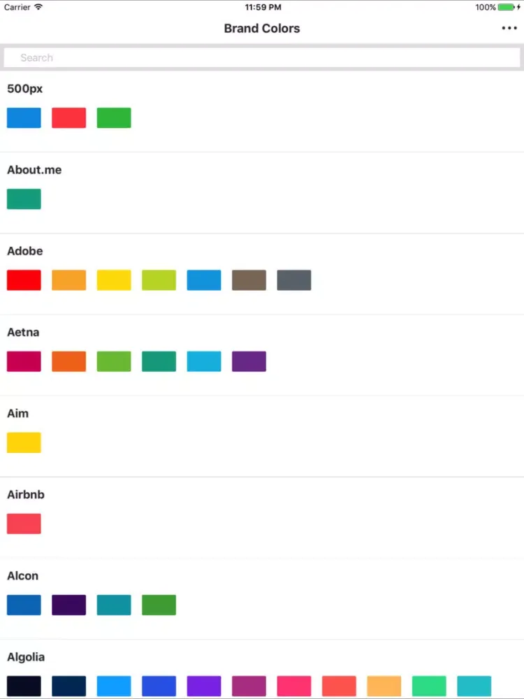 Brand Colors - Collection of Brand Color Codes iPad 應用截圖