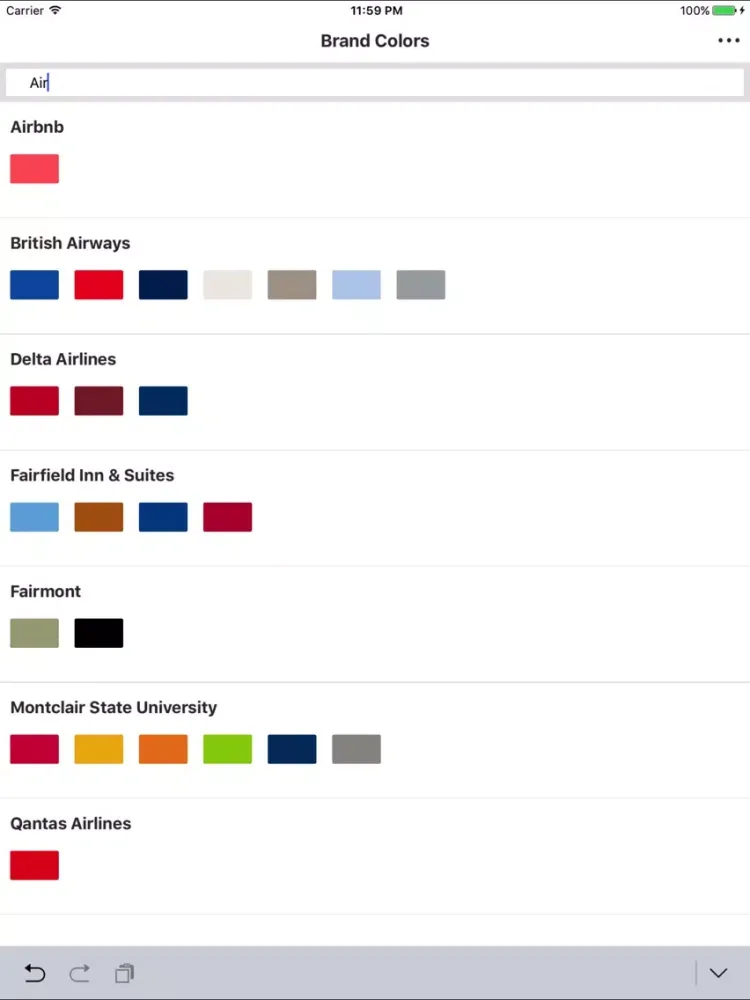 Brand Colors - Collection of Brand Color Codes iPad 應用截圖