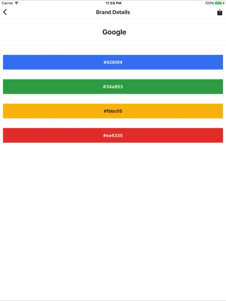 Brand Colors - Collection of Brand Color Codes iPad 應用截圖