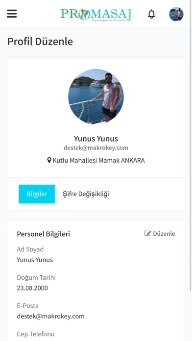 Tangkapan layar Promasaj Personel