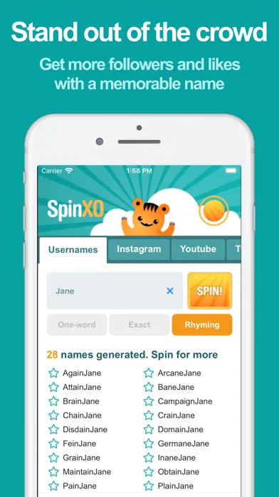 SpinXO Username Generator स्क्रीनशॉट