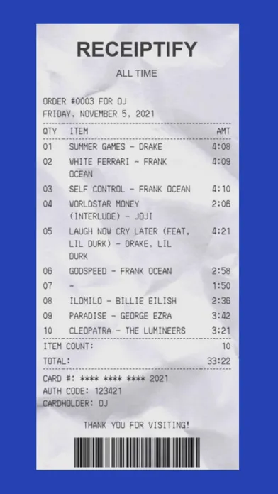 Receiptify: Stats for Spotify 스크린샷