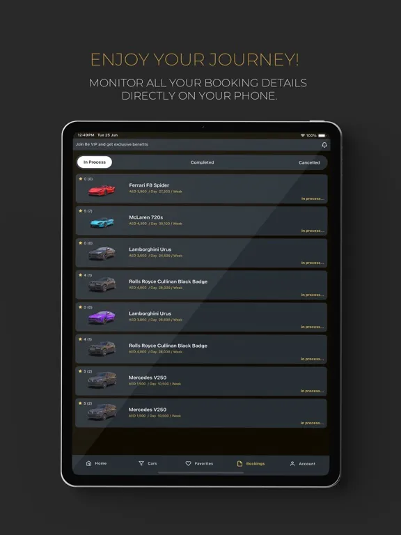 BE VIP Car Rental iPad Screenshots