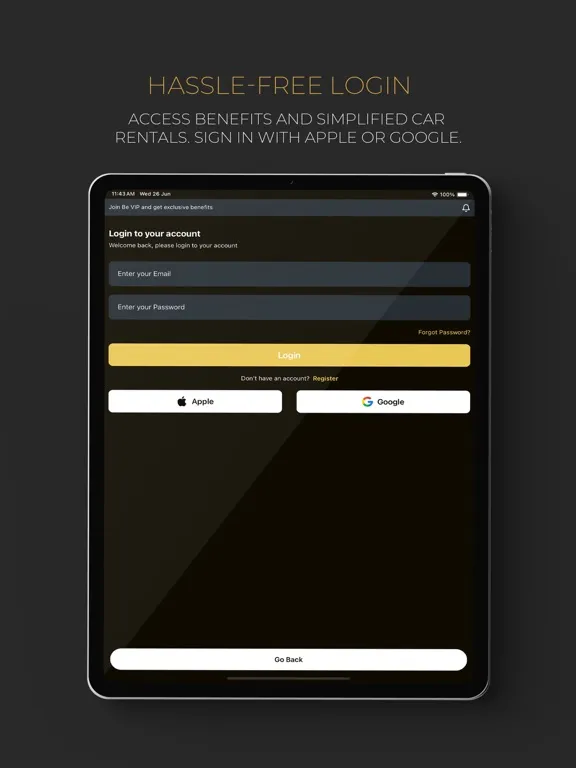 BE VIP Car Rental iPad Screenshots
