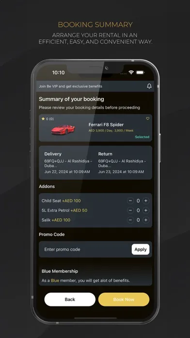 BE VIP Car Rental Screenshots