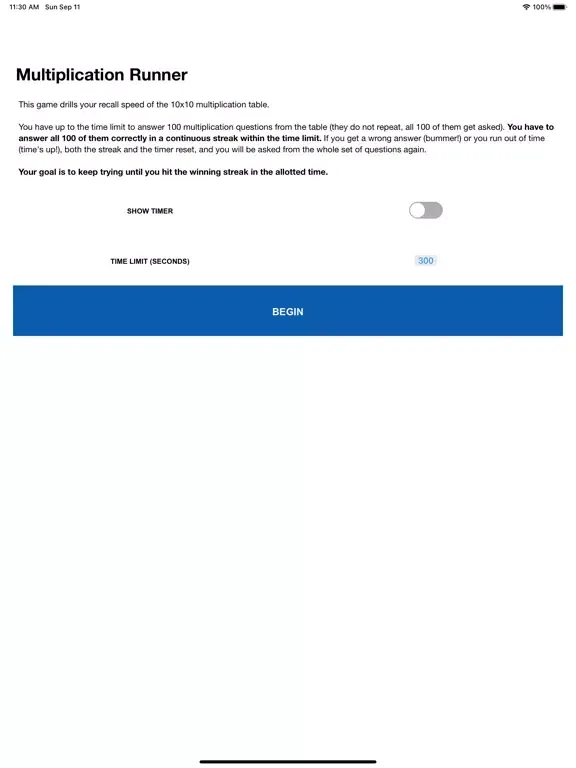 Tangkapan layar Multiplication Runner iPad