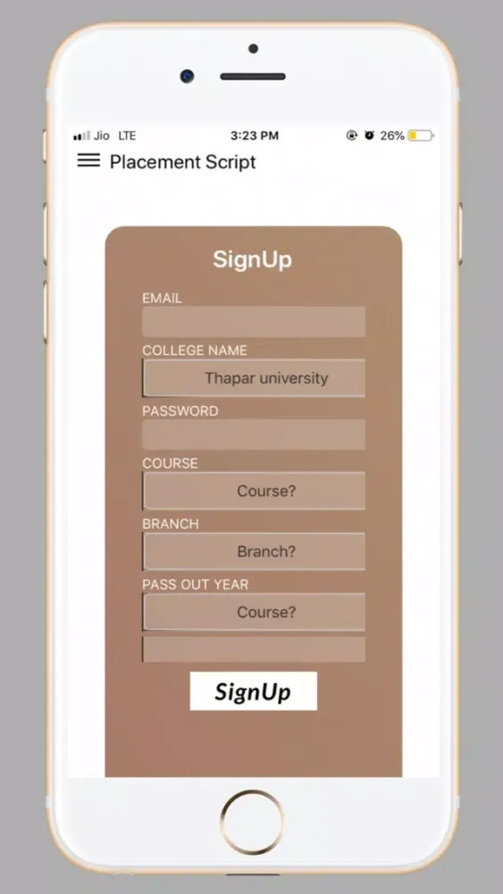 Ảnh chụp màn hình của Placement Script
