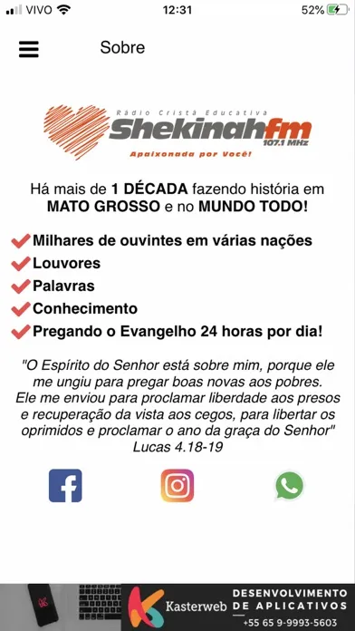 Rádio Shekinah FM 107.1 Screenshots