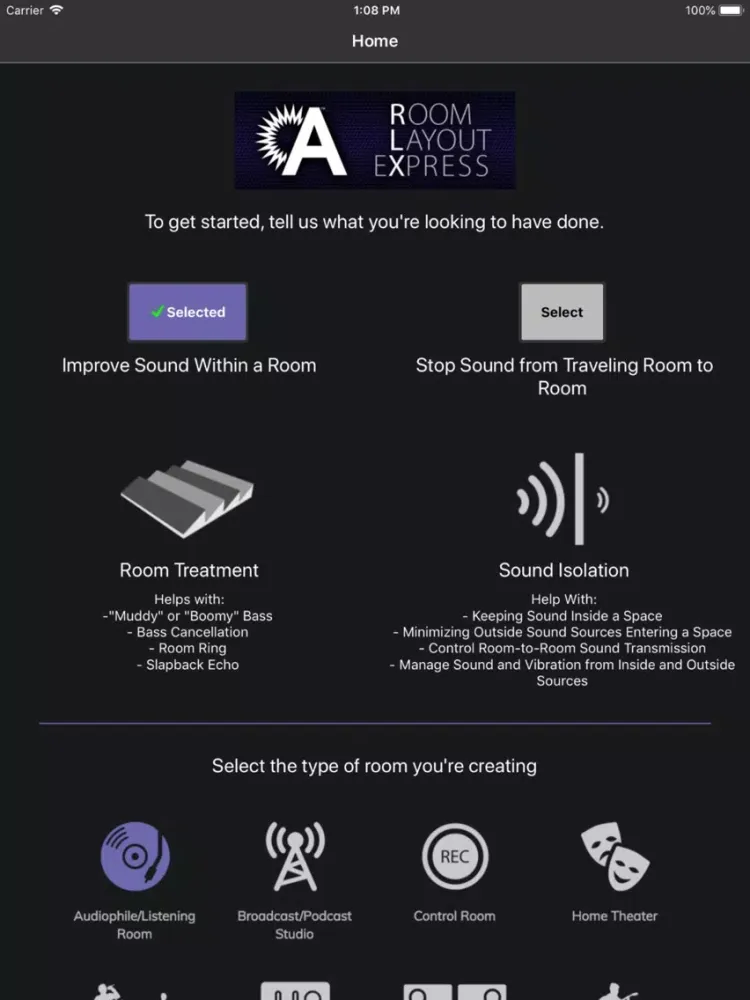 Room Layout eXpress™ (RLX™) iPad Screenshots