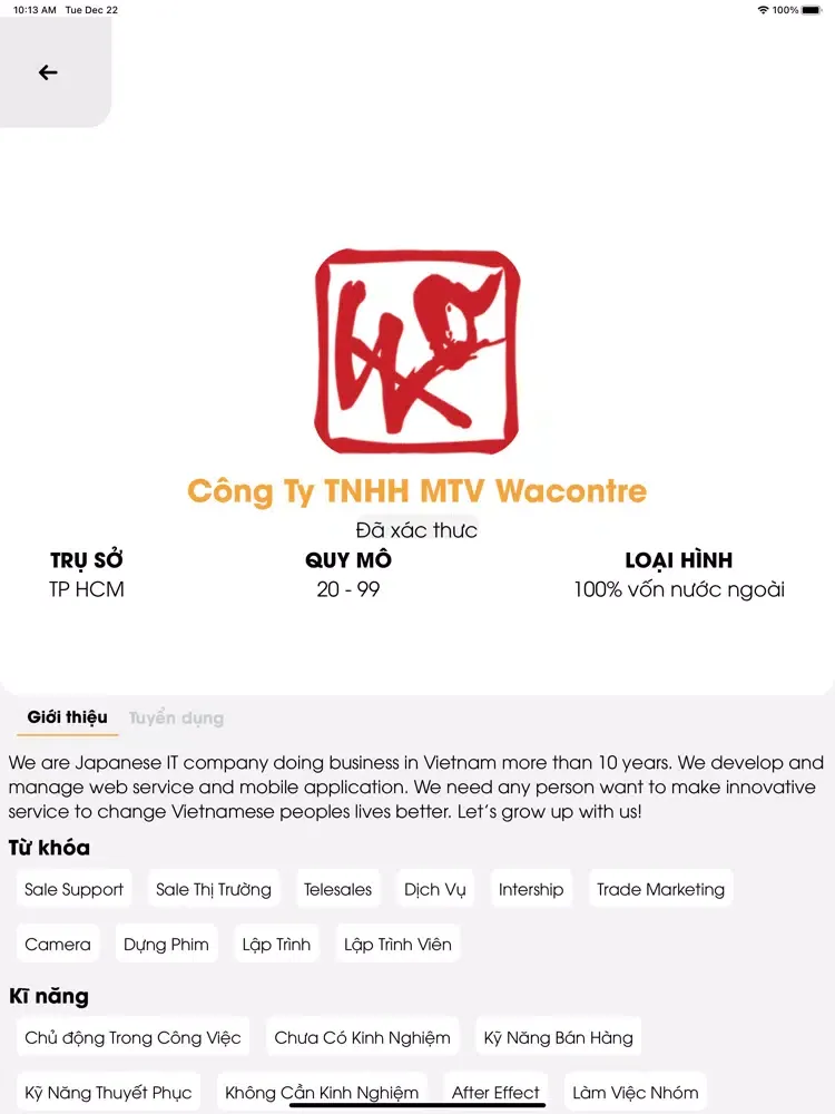 Viecoi - Tìm Việc Làm iPad 应用截图