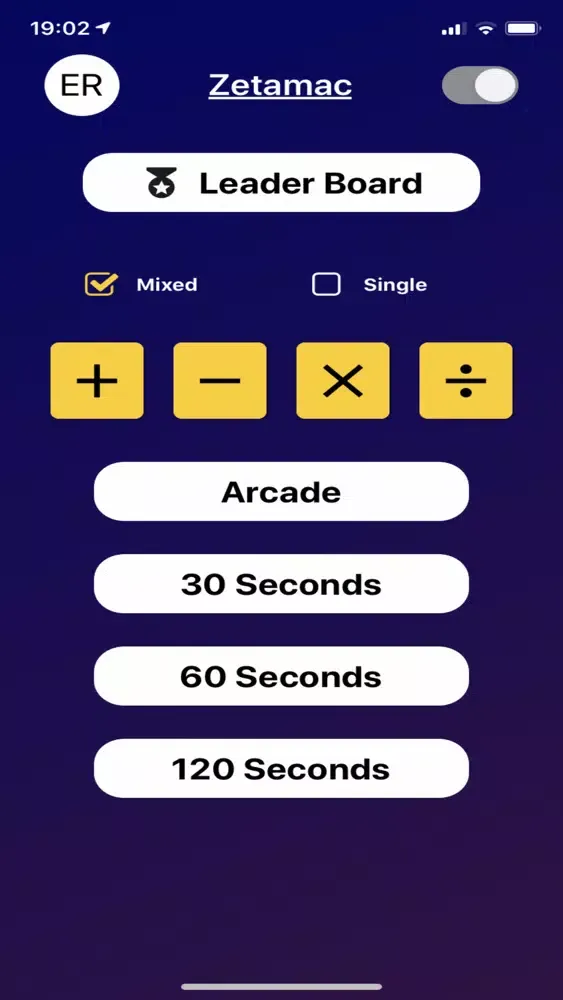 Capturas de tela do Zetamac