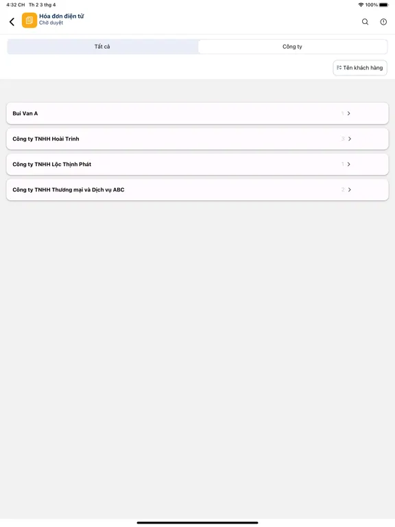 Ảnh chụp màn hình của VS-EInvoice iPad