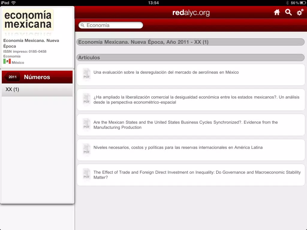 Redalyc Mobile App iPad  Screenshots