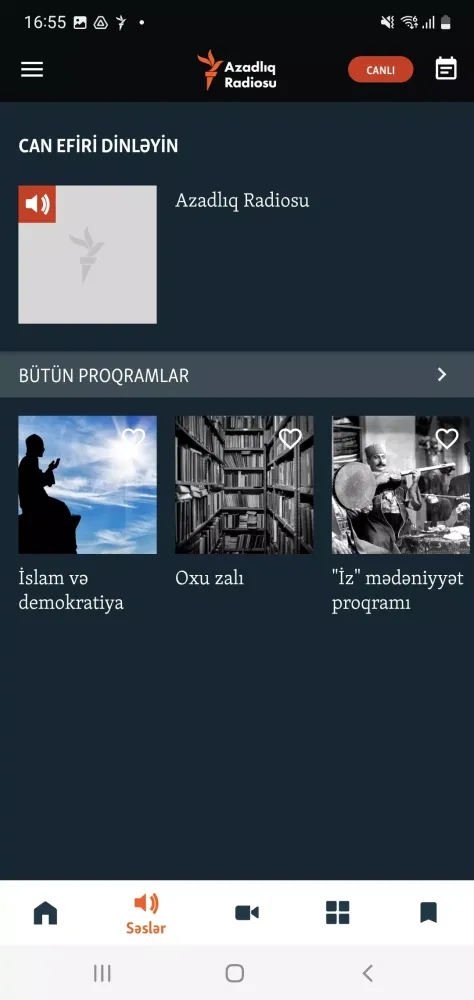Zrzuty ekranu AzadlıqRadiosu
