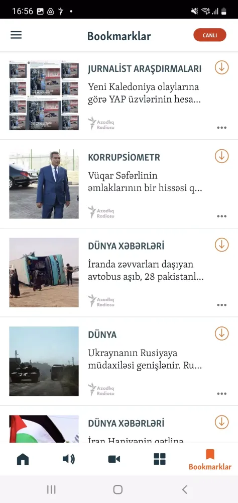 Zrzuty ekranu AzadlıqRadiosu