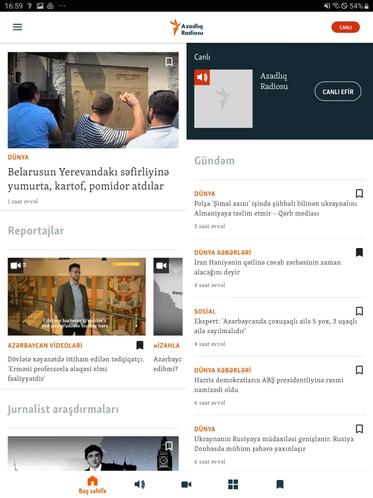 Zrzuty ekranu AzadlıqRadiosu