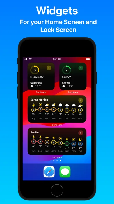 Capturas de tela do Sunbeam: UV Index