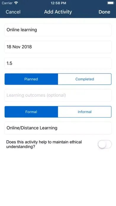 Screenshot di RICS CPD