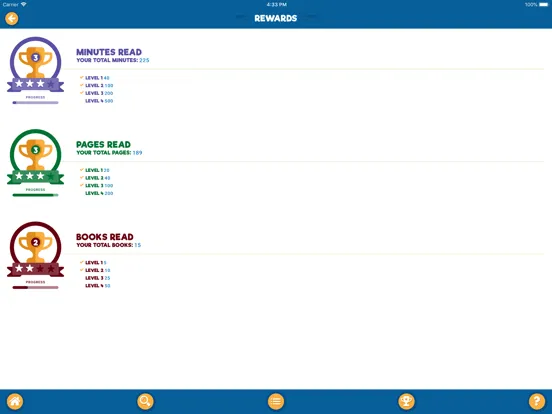 Tangkapan skrin RIF Reading Log iPad 