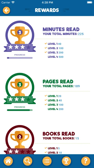 Tangkapan skrin RIF Reading Log