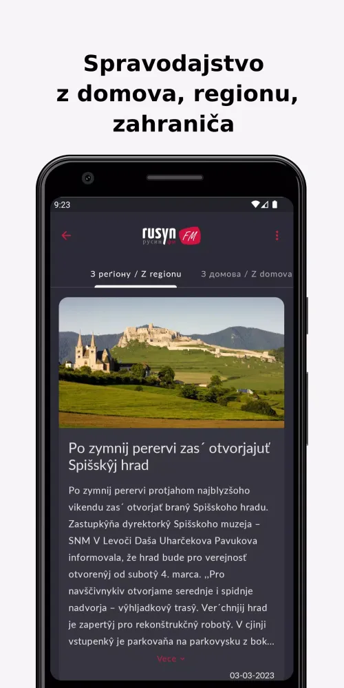 Capturas de tela do rusyn FM