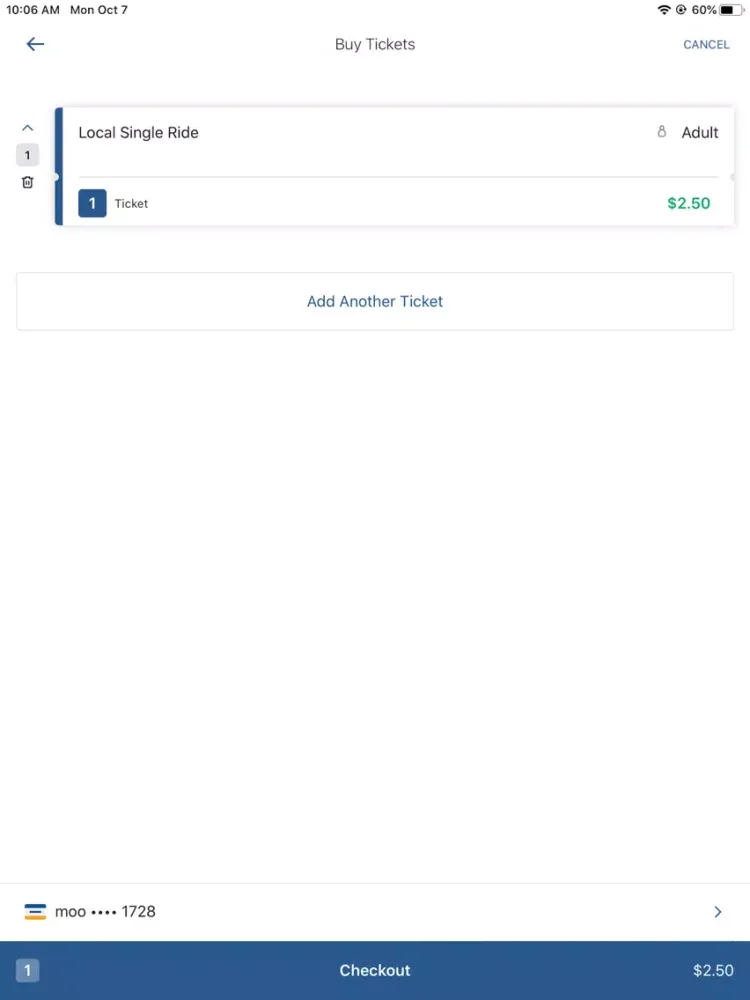 VTA EZfare iPad  স্ক্রিনশট