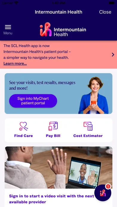 Intermountain Health CO/MT/WY Screenshots