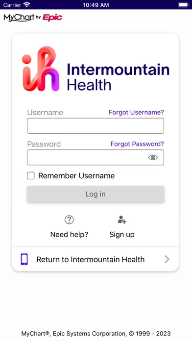 Intermountain Health CO/MT/WY Screenshots